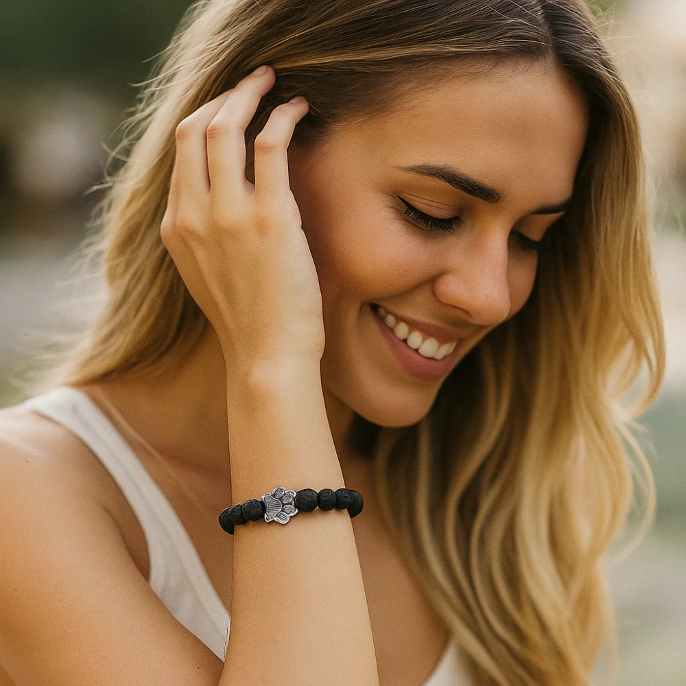 PawZee Ebony Paw Print Charm Bracelet
