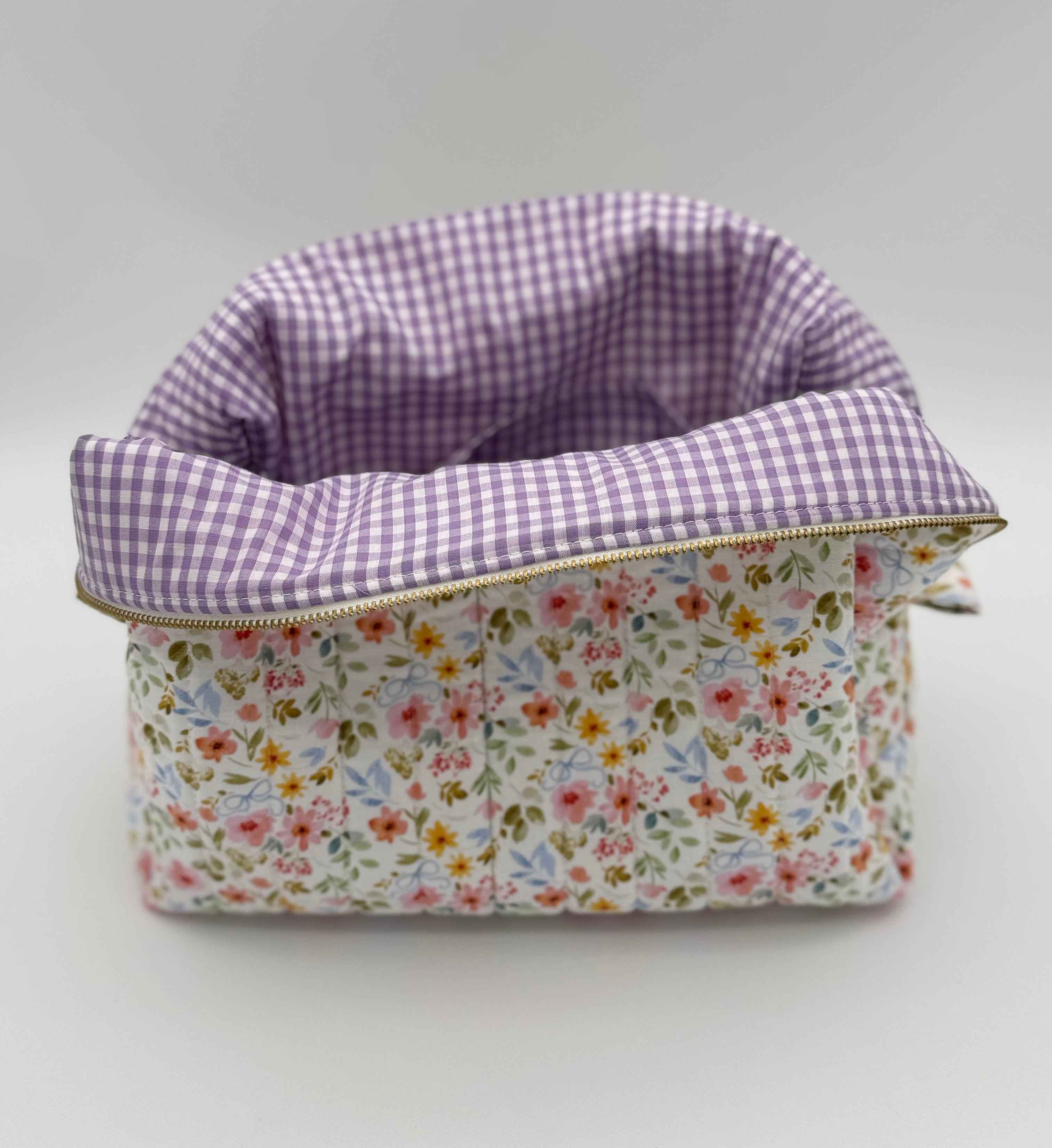 Handmade Boxy Makeup & Toiletry Bags - Spring Garden Bouquet Pattern