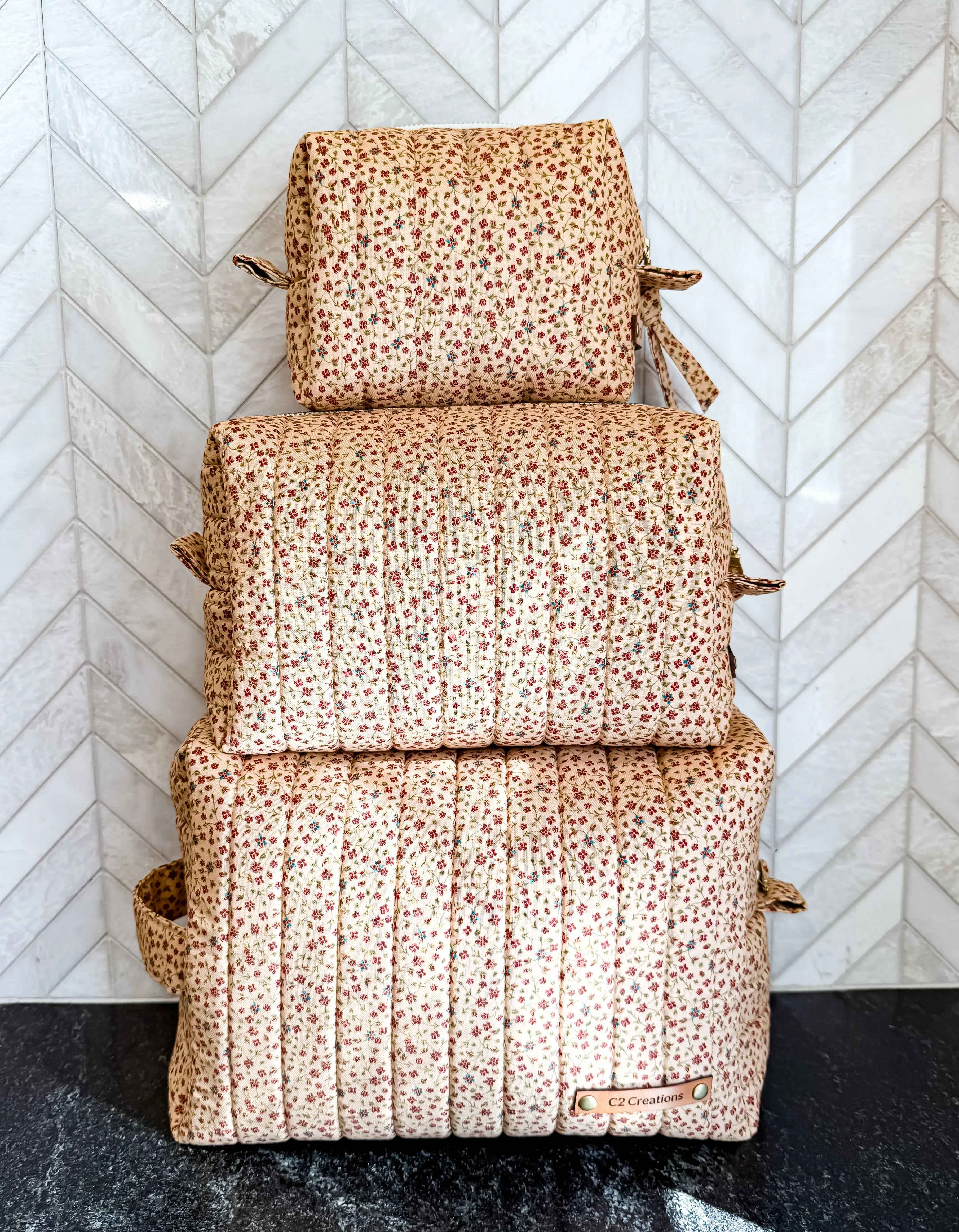 Handmade Vintage Floral Makeup Bags - Boxy Toiletry Bags in Charming Patterns