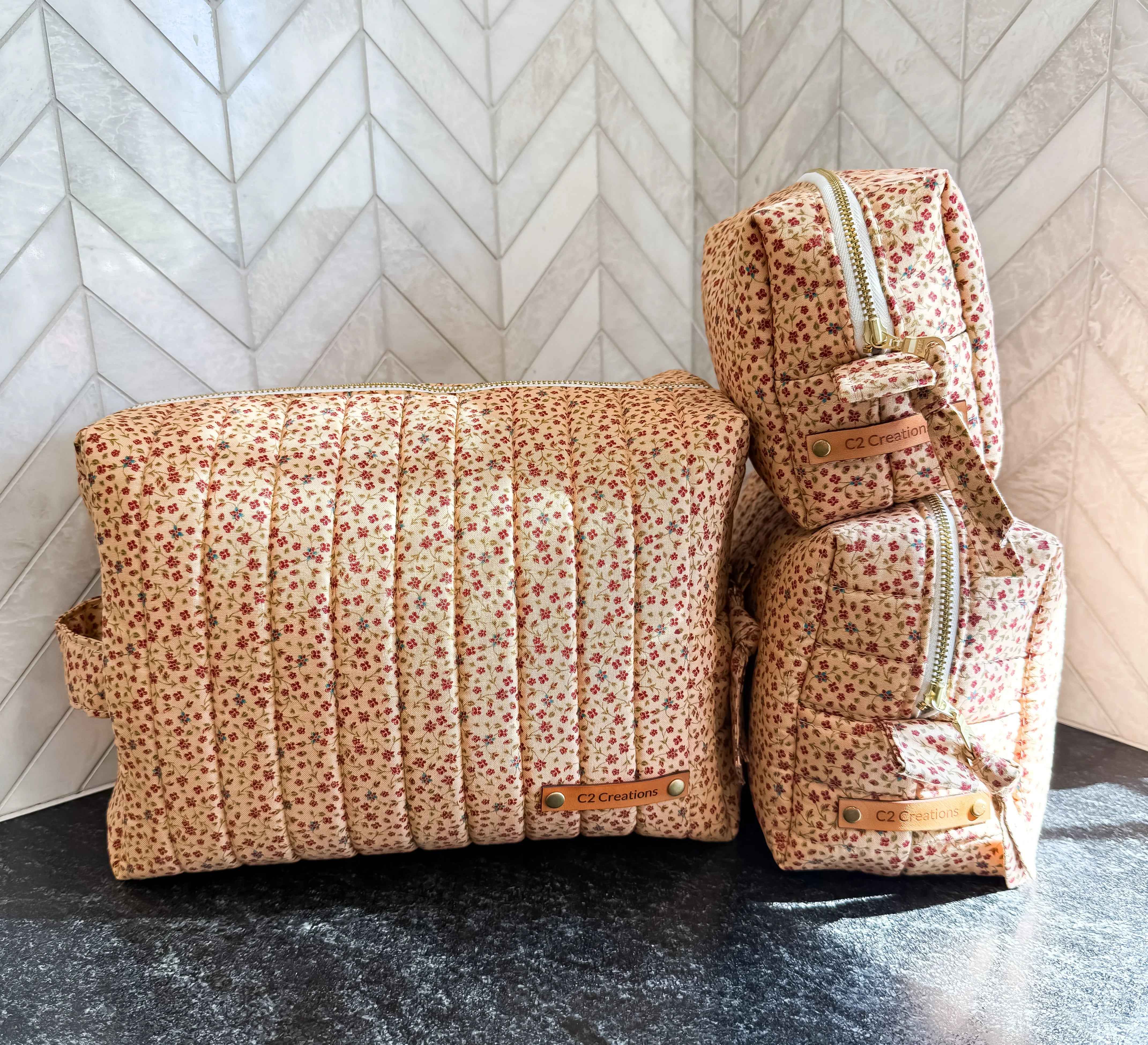 Handmade Vintage Floral Makeup Bags - Boxy Toiletry Bags in Charming Patterns