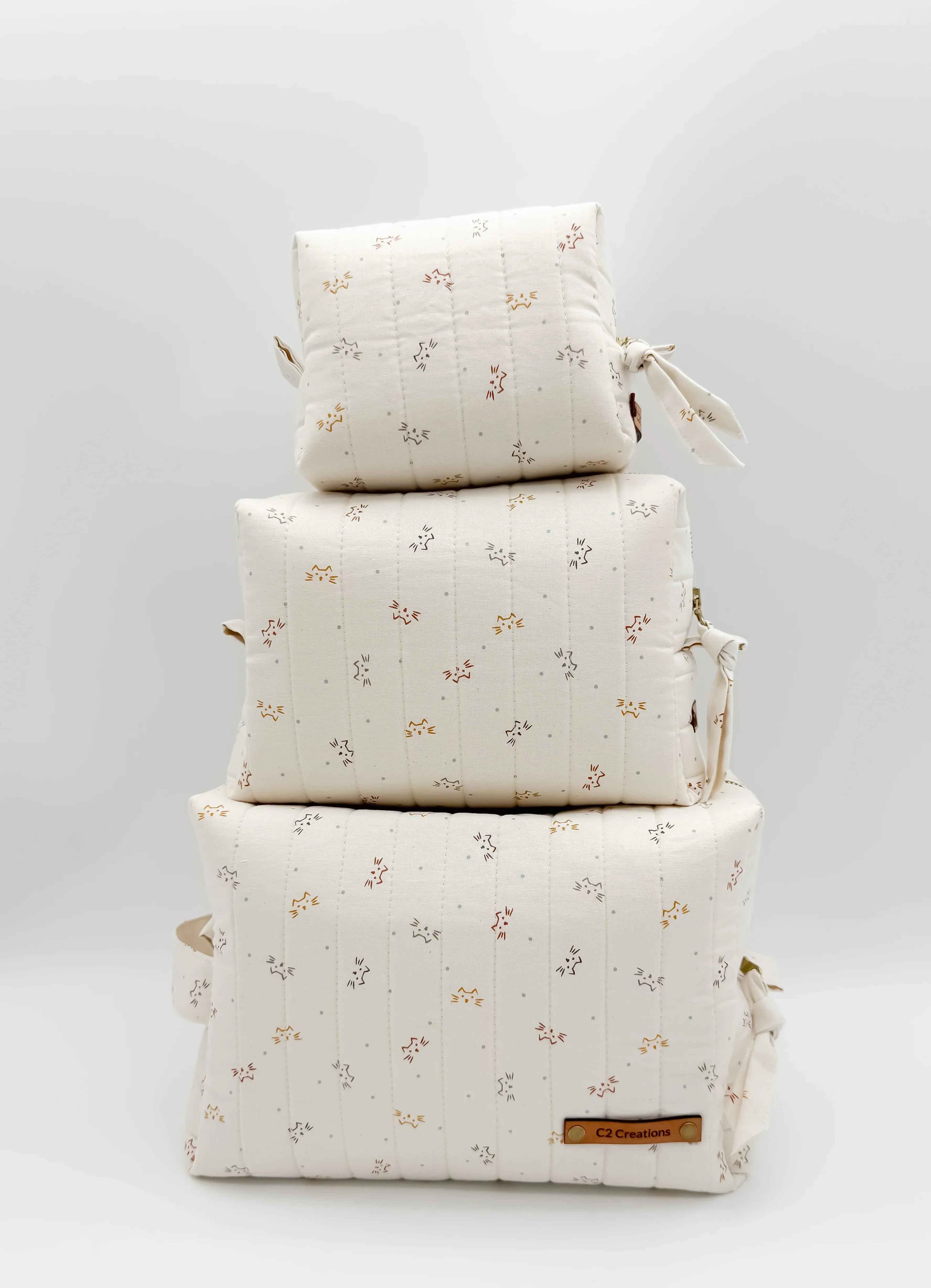 Handmade Cat Makeup Bag - Adorable Boxy Toiletry Bags