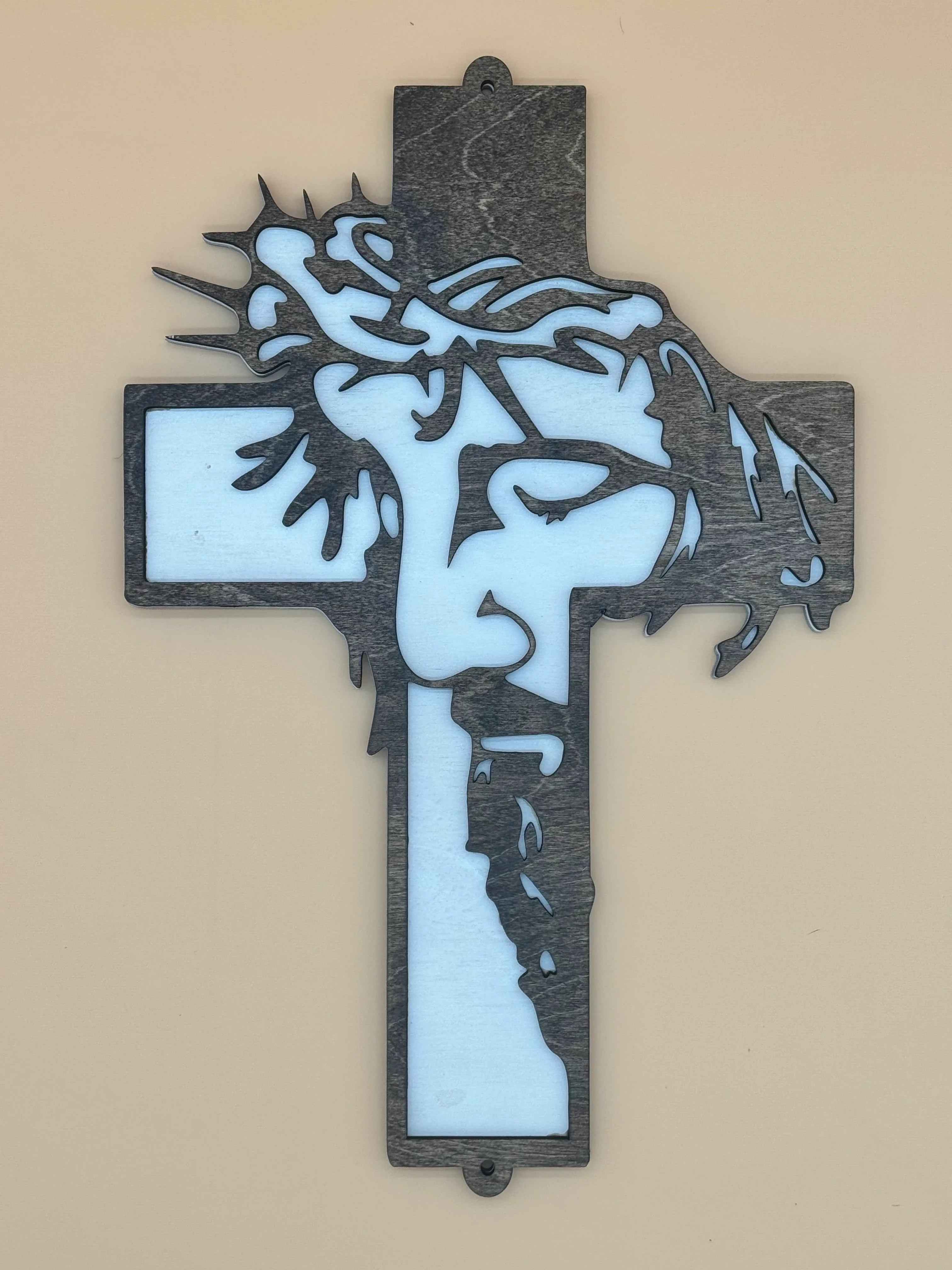 Sacred Cross Wall Art - Modern Christian Decor | Handmade Wood Art