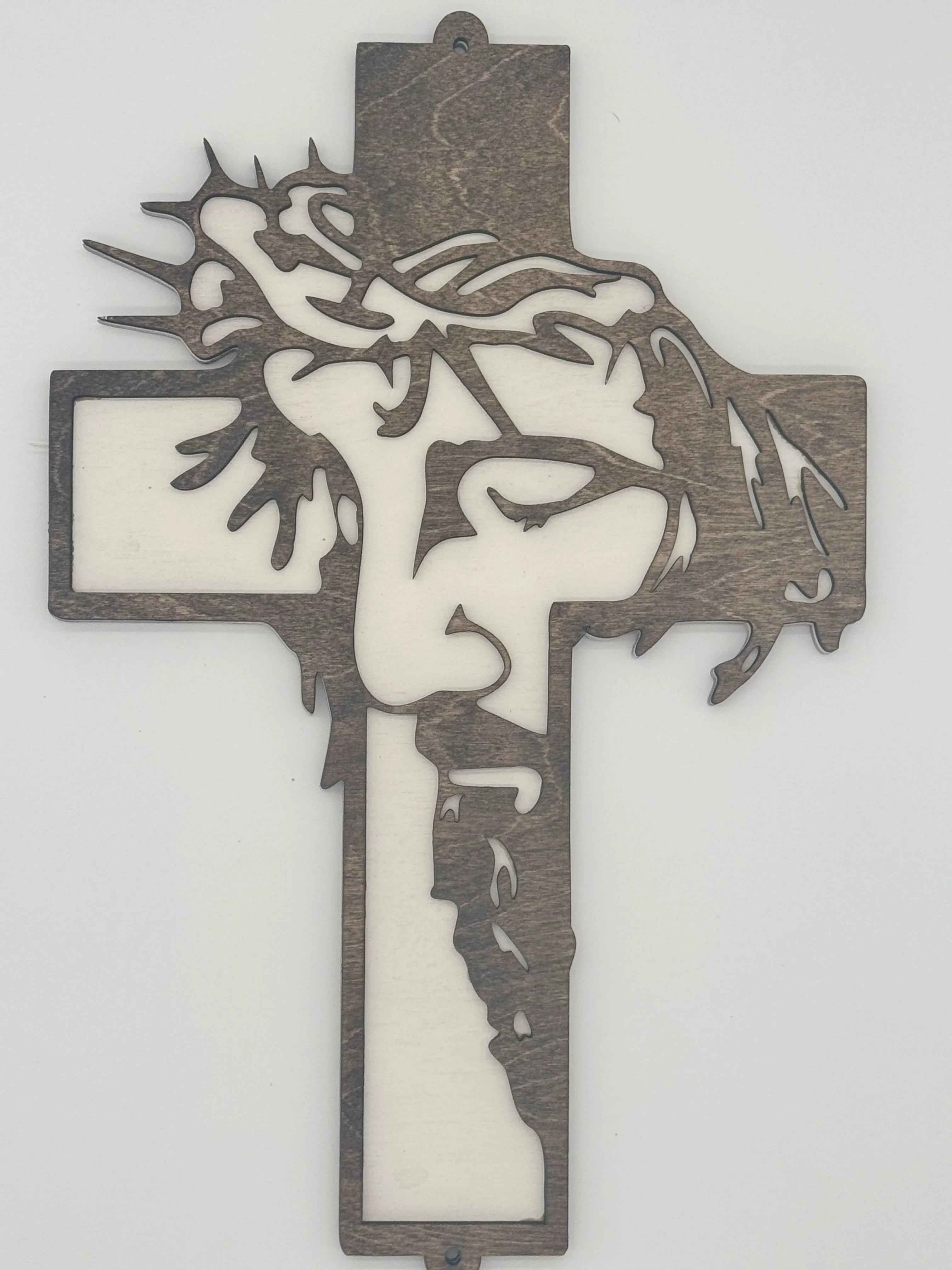 Sacred Cross Wall Art - Modern Christian Decor | Handmade Wood Art