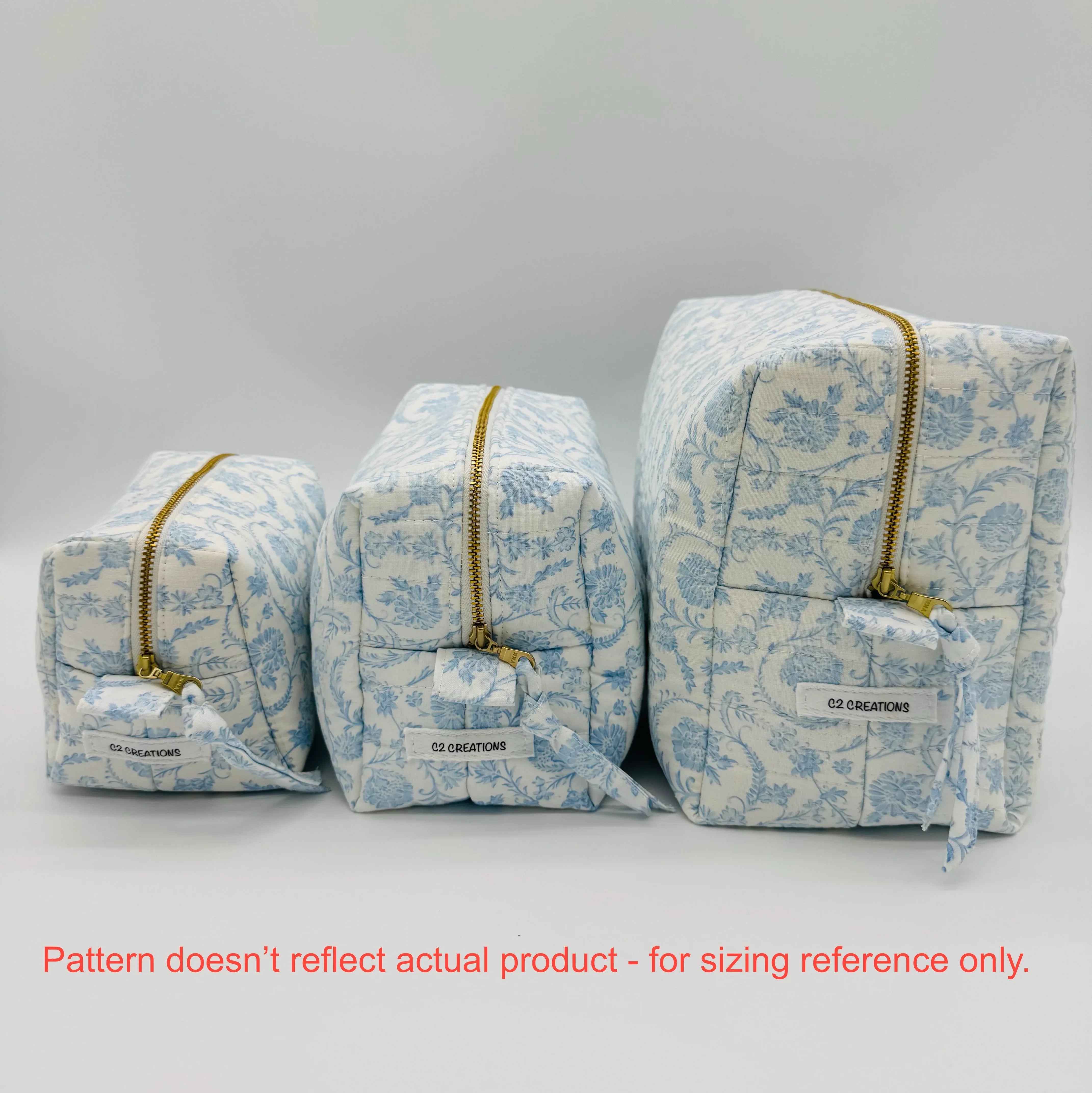 Handmade Vintage Makeup Bags - Boxy Toiletry Bags in Vintage French Toile Pattern