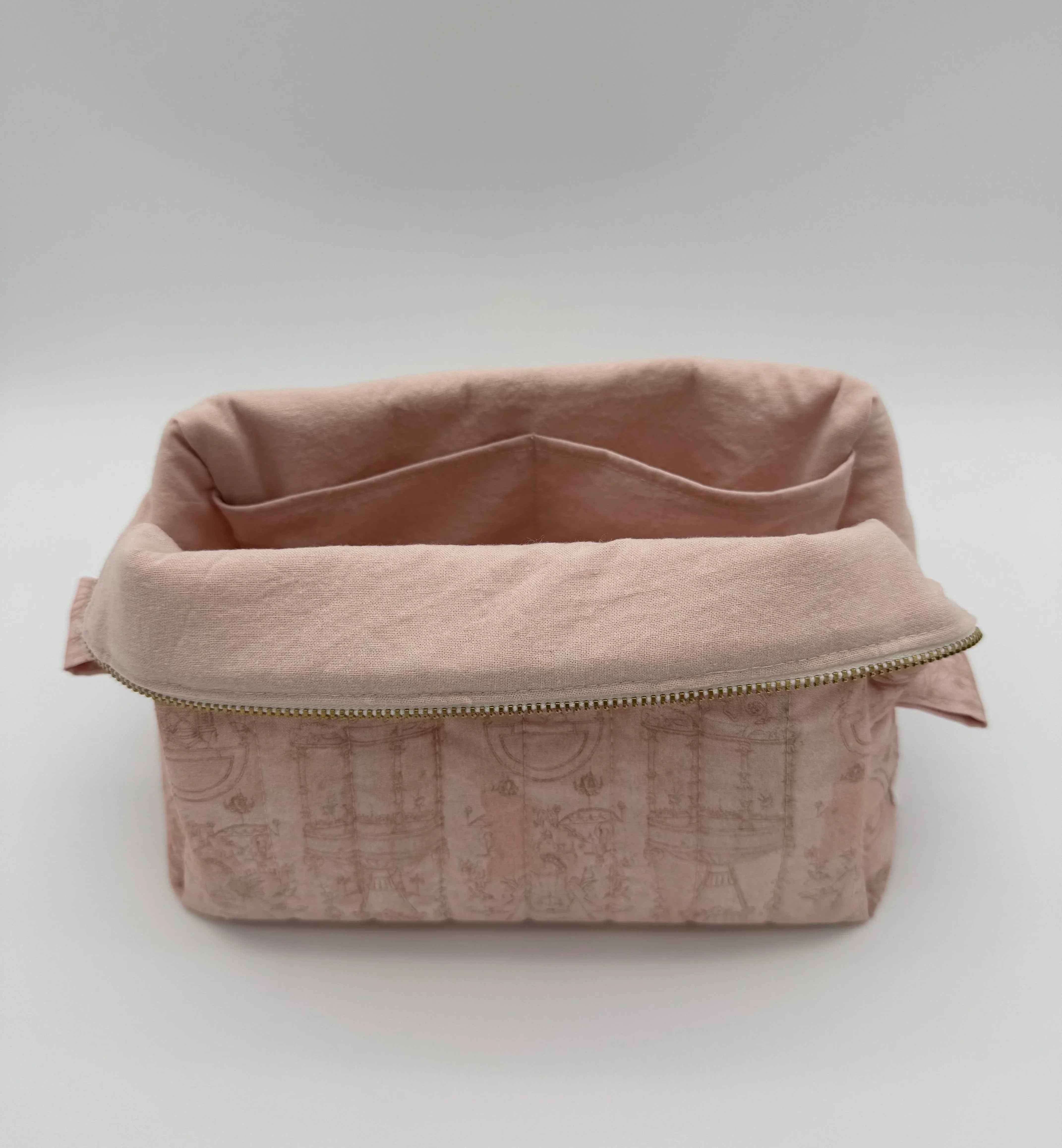 Handmade Vintage Makeup Bags - Boxy Toiletry Bags in Vintage French Toile Pattern