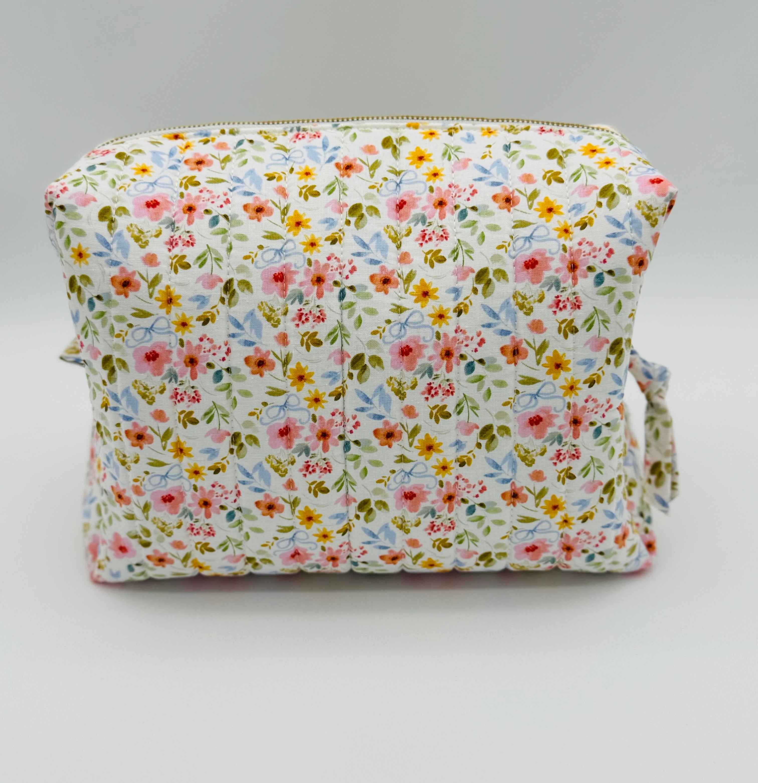 Handmade Boxy Makeup & Toiletry Bags - Spring Garden Bouquet Pattern